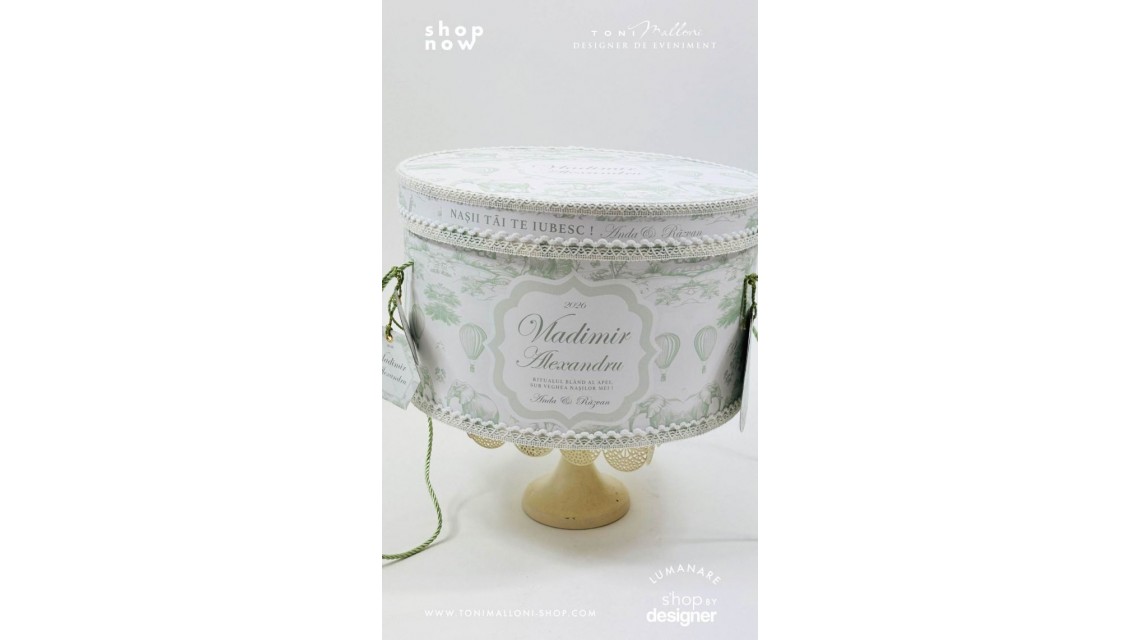 Set prima băiță Green Safari personalizat băiat ritual după botez cu nașii 1